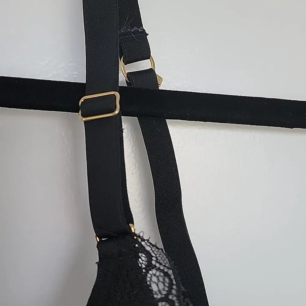 Lively Lace No Wire Push Up Bra, Jet Black, 36DDD